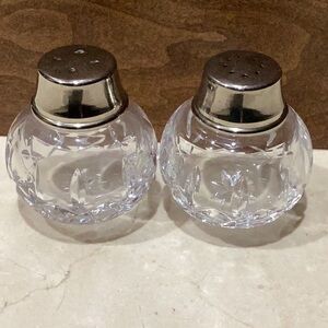Vintage Atlantis “Miguel” Crystal Clear Salt & Pepper Set With Silver Lids